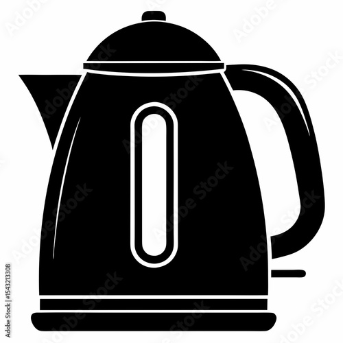 electric kettle silhouette vector black on white background