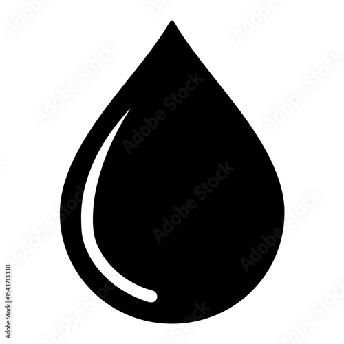 A simple black water drop, oil drop or liquid drop icon