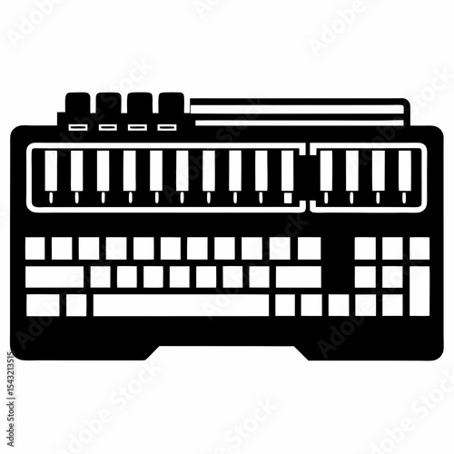 mechanical keyboard silhouette vector black on white background