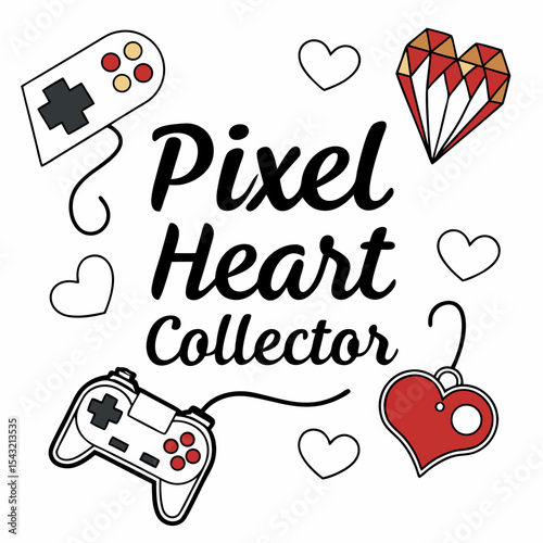 Pixel heart collector retro gaming hearts gamepad love