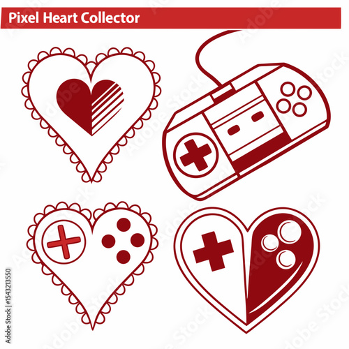 Pixel heart collector gamer hearts gamepad love valentine
