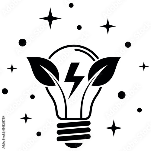 Light Bulb with Lightning Bolt Inside a Circular Frame