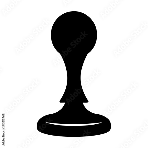 Isolated silhouette of a chess pawn against a white background