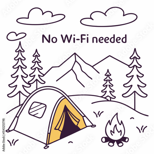 Camping adventure no wifi needed mountains tent fire