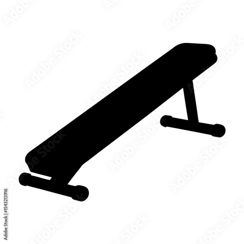Black silhouette of an adjustable workout bench for fitness training