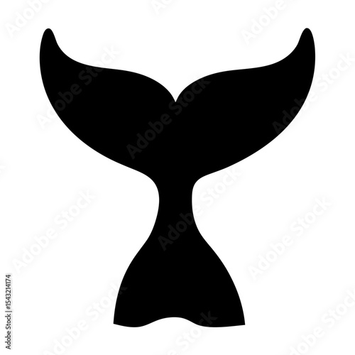 Black and White Whale Tail Silhouette Against a Plain White Background