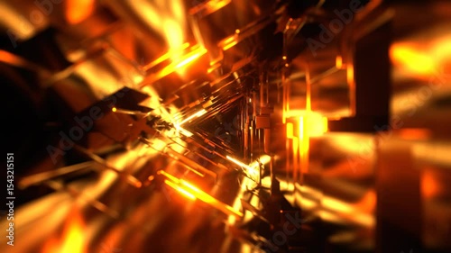Red and Orange Fantasy Triangle Tunnel with Changing Lighting VJ Loop in 4K