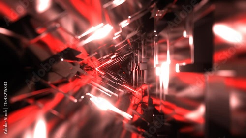 White and Red Fantasy Triangle Tunnel with Changing Lighting VJ Loop in 4K