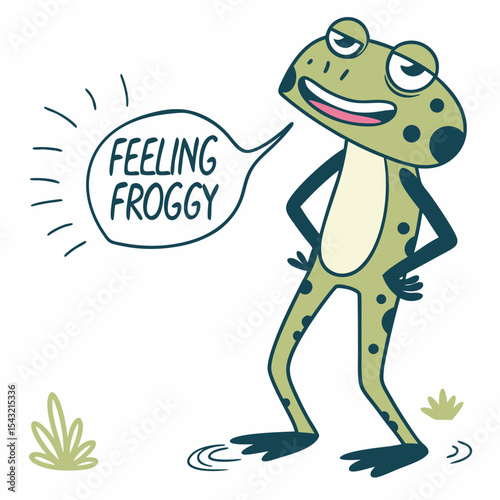 Happy frog feeling froggy cartoon illustration