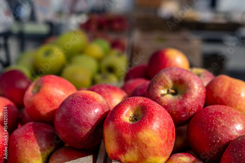 fresh organic apples on the stand