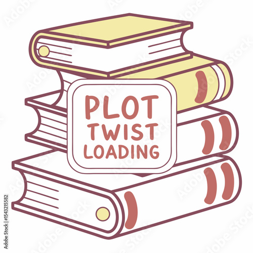 Stack of books plot twist loading bookworm reading literature story