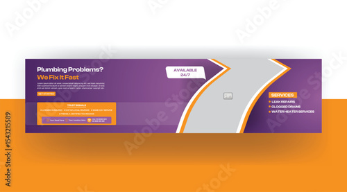 Home Roofing, Plumbing social media banner template