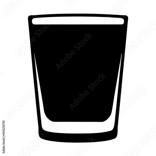 Silhouette of a Lowball Glass Tumbler with Thick Bottom and Edges