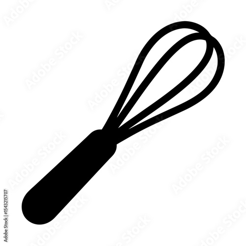 A black silhouette image of a whisk on a white background