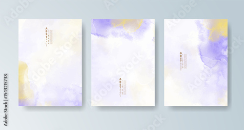 Set of cards with bright colorful vector watercolor background. Design for your date, postcard, banner.