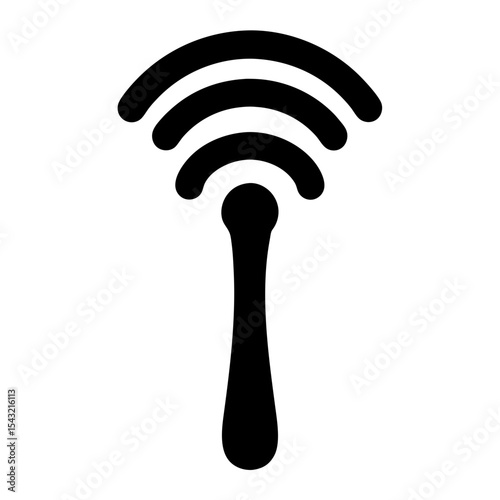 Black and white Wifi signal with three lines and antenna illustration