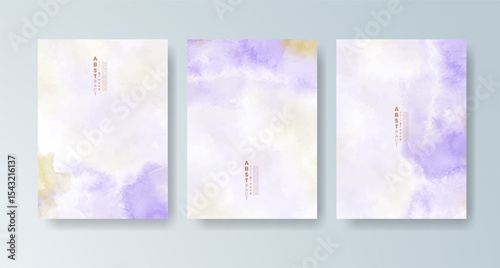Set of cards with bright colorful vector watercolor background. Design for your date, postcard, banner.
