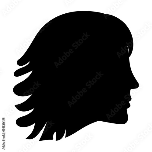 Silhouette of a person's face in profile with a wavy hairstyle