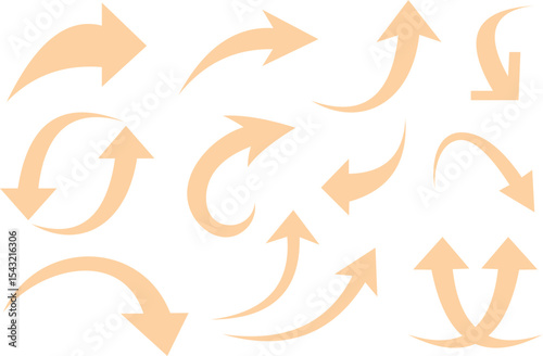 Collection of Peach-Colored Arrows, Various Shapes