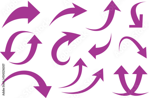 Collection of Purple Arrows Various Shapes and Directions