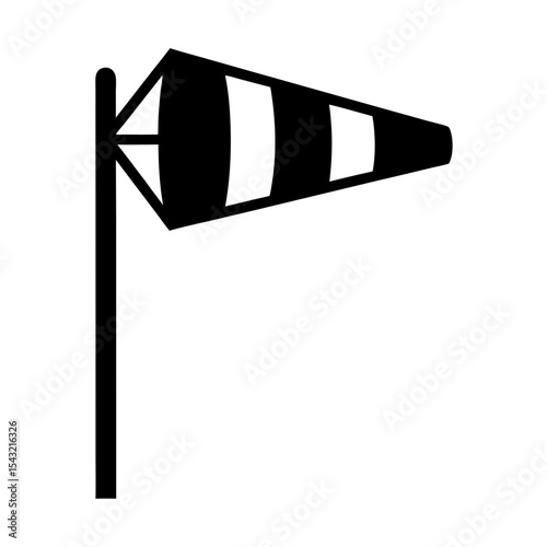 Black and white windsock illustration, simple and informative visual aid design