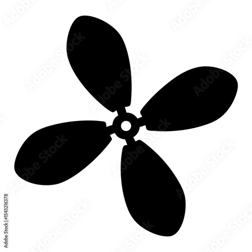 Four bladed propeller or fan in a solid black silhouette design