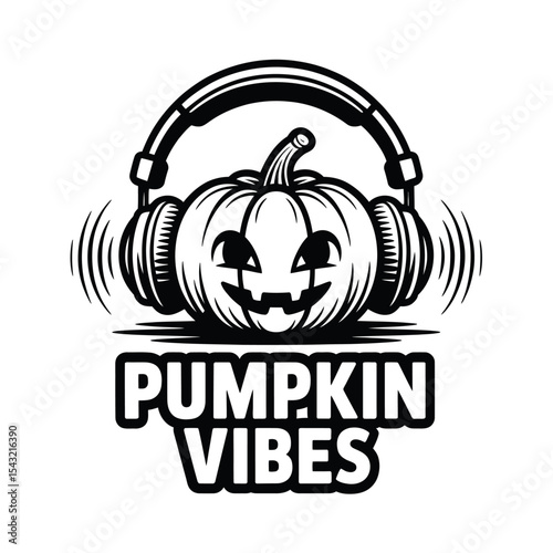 Pumpkin with black and white runes carved, spooky look in water. Perfect for Halloween backgrounds or mysterious themed designs.