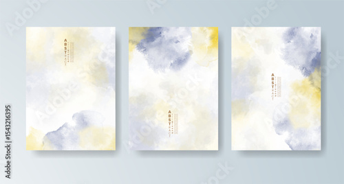 Set of cards with bright colorful vector watercolor background. Design for your date, postcard, banner.