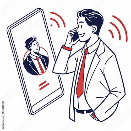 Businessman on phone call video conference mobile smartphone communication