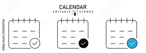Calendar Icon Set in Various Styles vector illustration. two colored and black Calendar vector icons designed in filled, outline, line and stroke style used for web,