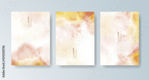 Set of cards with bright colorful vector watercolor background. Design for your date, postcard, banner.