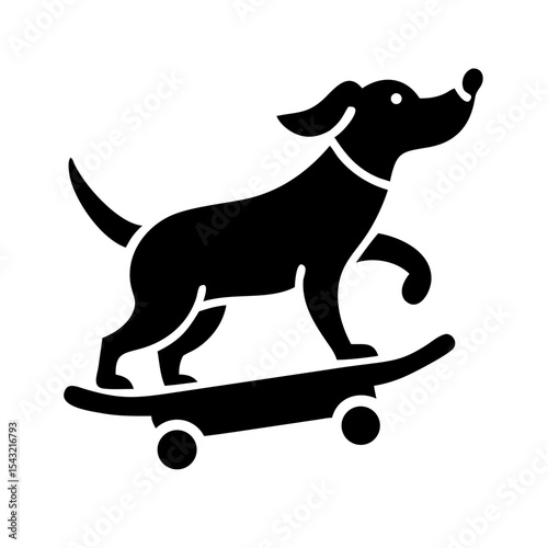A playful dog is skateboarding with confidence