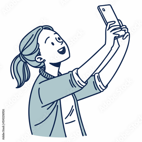 Happy young woman taking selfie with smartphone