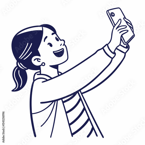 Happy young woman taking selfie with smartphone