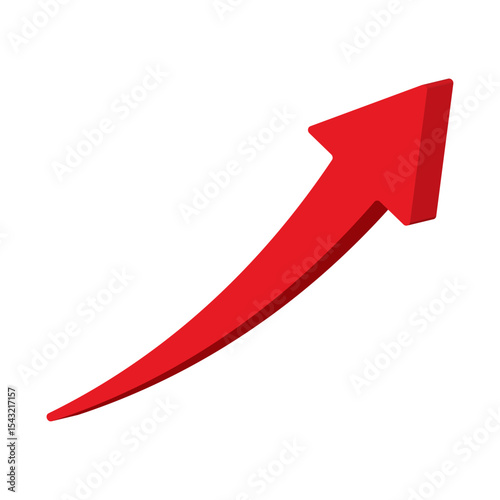 Growing business 3d arrow up on white background. Profit 3d red arrow, Vector.Business concept, growing chart. Concept of sales symbol icon with arrow moving up. Economic Arrow With Growing Trend.
