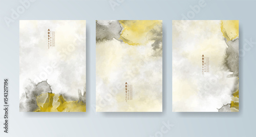 Set of cards with bright colorful vector watercolor background. Design for your date, postcard, banner.