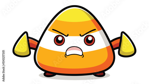 Angry Cartoon Candy Corn Character Orange Yellow White
