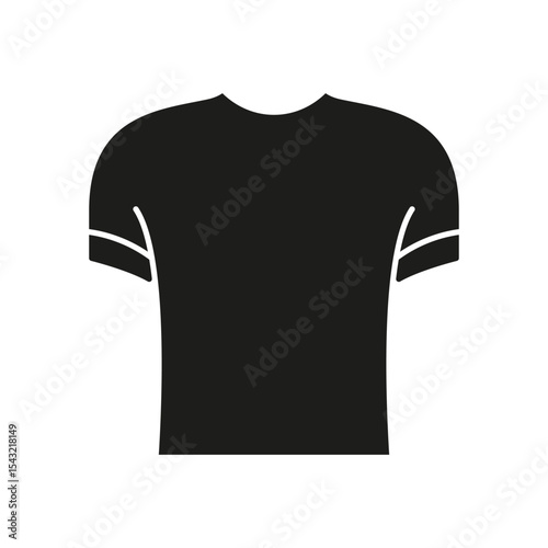 T-Shirt Solid Icon. Casual Clothing, Fashion Apparel, And Wardrobe Essentials Silhouette Symbol. Comfortable Everyday Wear. Isolated Vector Illustration