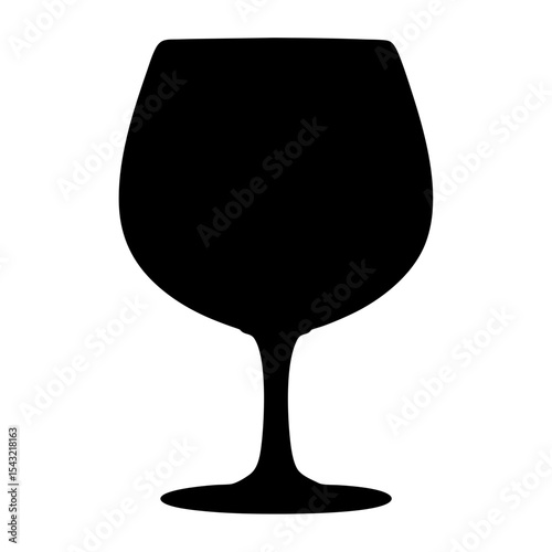 Black silhouette illustration of an elegant wine glass on a white background