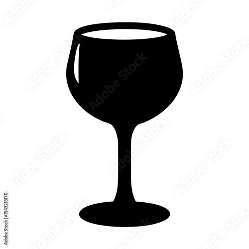 Elegant minimalist silhouette of a wine glass on a plain background