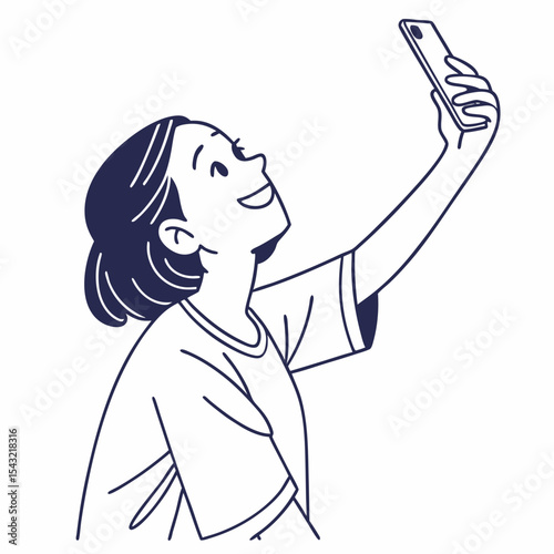 Happy young woman taking selfie with smartphone
