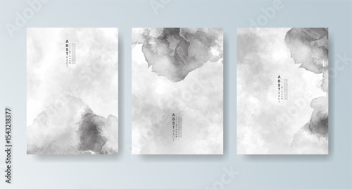 Set of cards with bright colorful vector watercolor background. Design for your date, postcard, banner.
