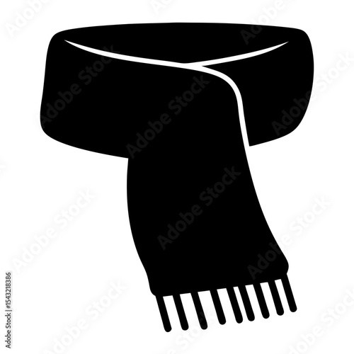 Stylish black scarf with fringe, a perfect accessory for cold weather