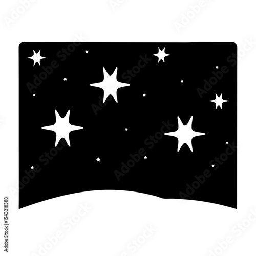 Stylized Monochrome Landscape of a Starry Night Sky over Snowy Ground