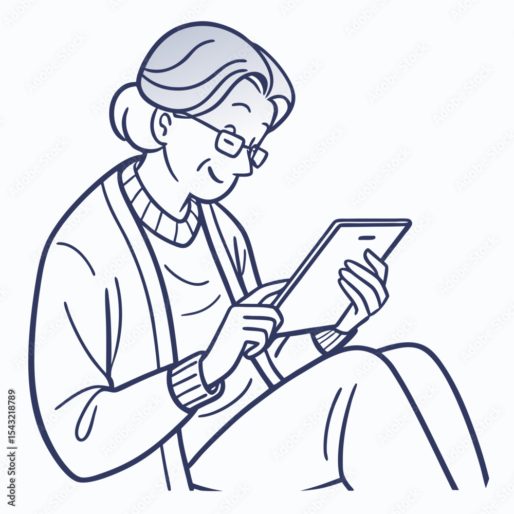 Elderly woman using tablet technology senior citizen digital device Elderly woman using tablet technology senior citizen digital device