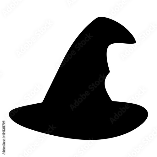 Black witch hat silhouette on a white background perfect for Halloween