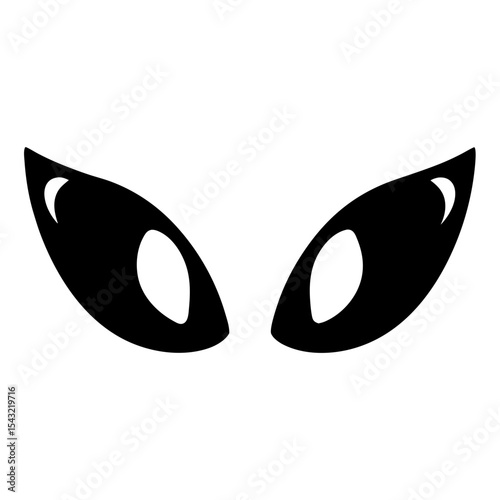 Mysterious Black Eyes Staring Intently, With an Unusual Shape, on White Background