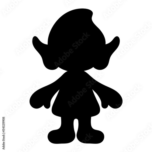 Silhouette of a charming and mysterious whimsical character with pointy ears