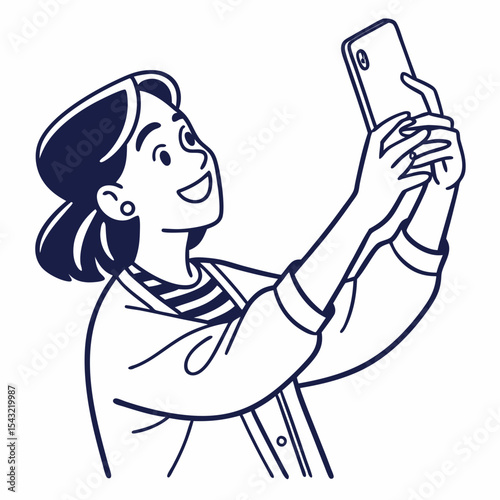Happy young woman taking selfie with smartphone