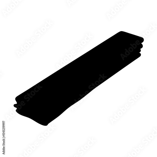 A black brush stroke on white background creating a strong visual contrast